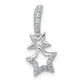 Sterling Silver RH-plated Polished CZ Shooting Stars Chain Slide Pendant