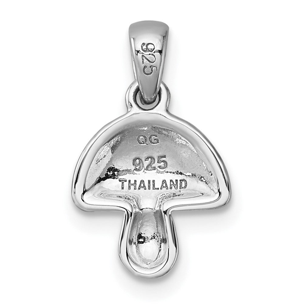 Sterling Silver Rhodium-plated Enameled Mushroom Pendant
