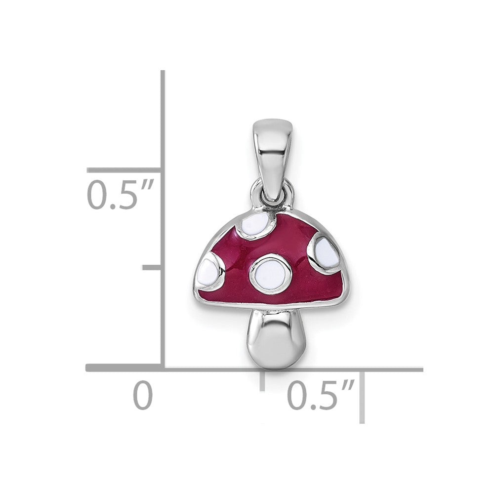 Sterling Silver Rhodium-plated Enameled Mushroom Pendant