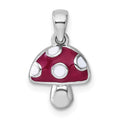 Sterling Silver Rhodium-plated Enameled Mushroom Pendant