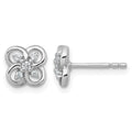 Sterling Silver Rh-plated Polished CZ Fancy Floral Post Earrings