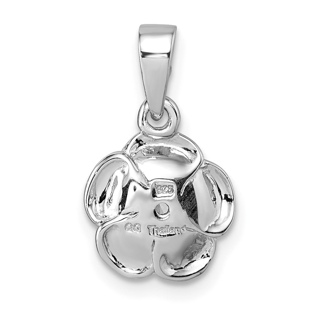 Sterling Silver Rhodium-plated Polished CZ Flower Pendant