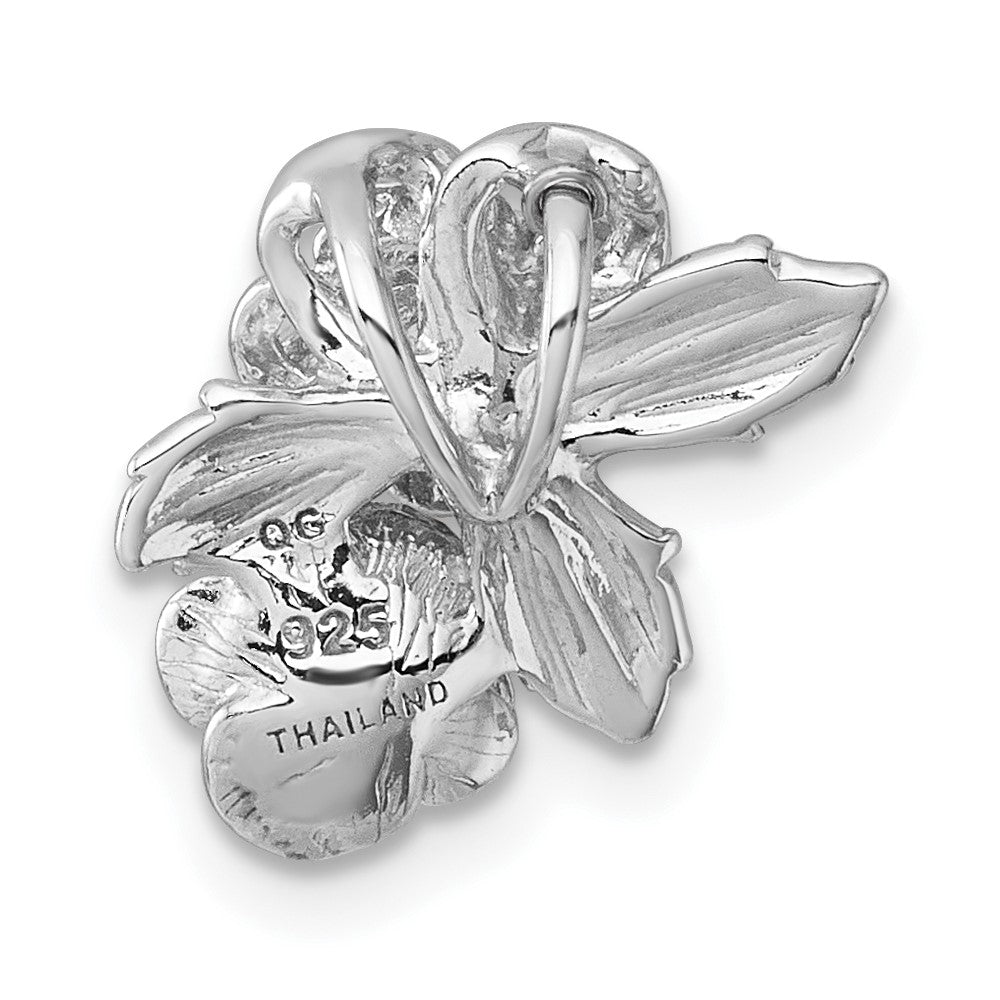 SS Rhodium and Rose Gold-plated CZ Flower Chain Slide Pendant