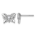 Sterling Silver Rhodium-plated Polished CZ Butterfly Post Earrings