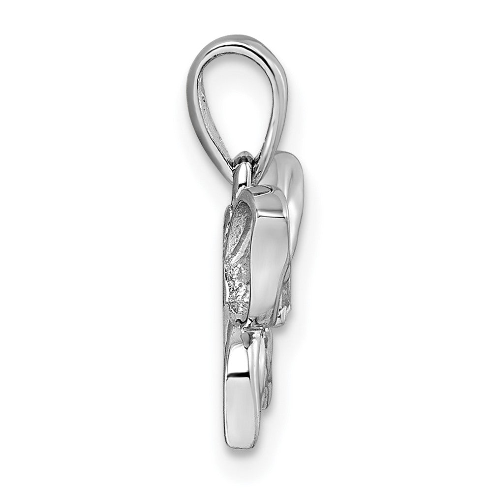 Sterling Silver Rhodium-plated Polished CZ Butterfly Pendant
