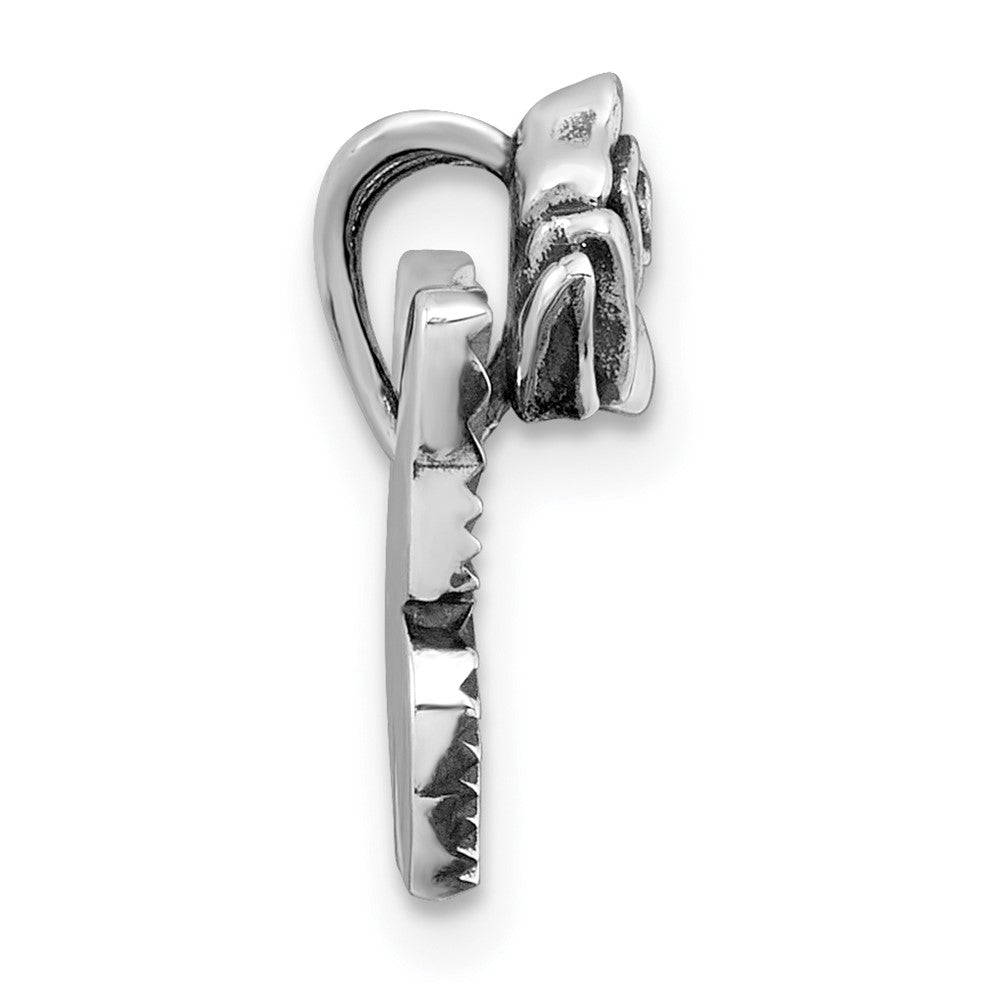 Sterling Silver Antiqued Butterfly With Flower Pendant