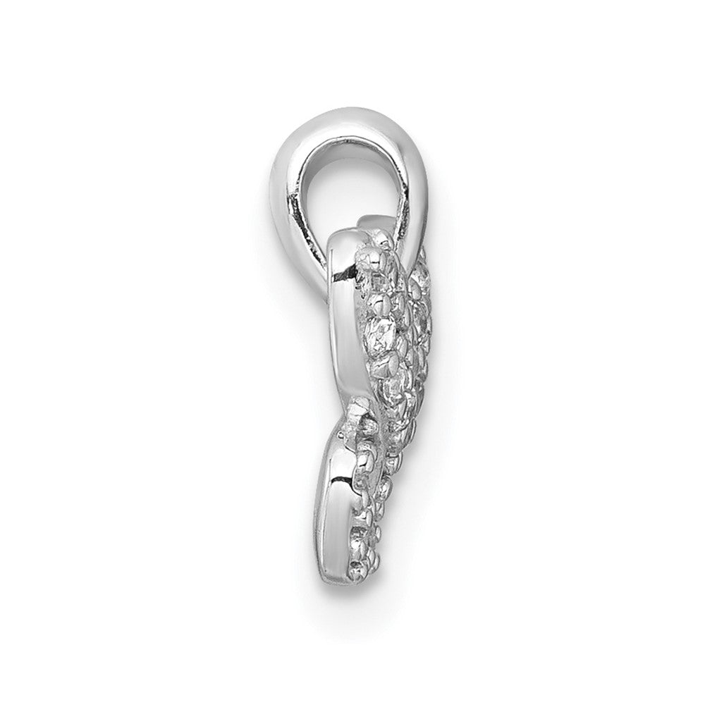 Sterling Silver Rhodium-plated Polished CZ Butterfly Pendant