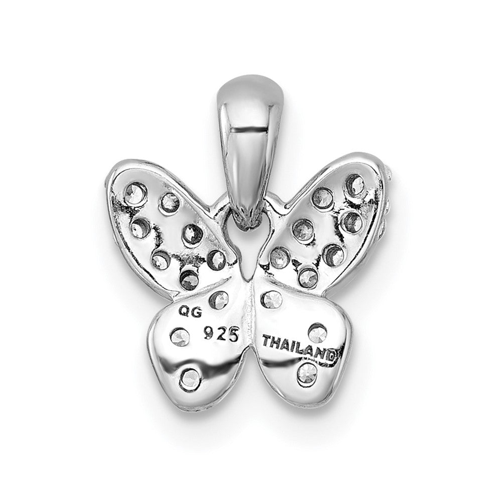 Sterling Silver Rhodium-plated Polished CZ Butterfly Pendant