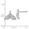 Sterling Silver Rhodium-plated CZ Whale Tail Post Earrings