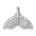 Sterling Silver Rhodium-plated CZ Whale Tail Chain Slide Pendant