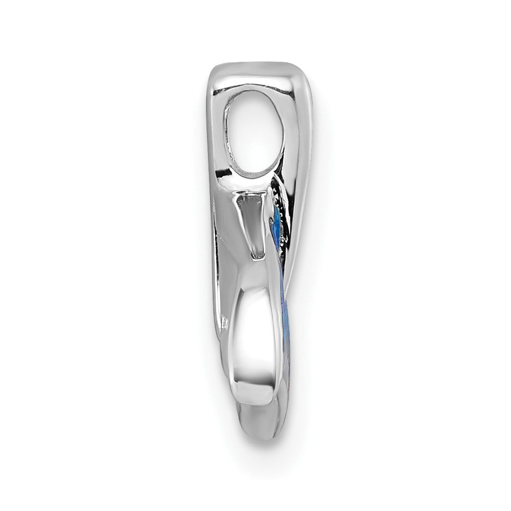 Sterling Silver RH-plated Created Opal Whale Tail Chain Slide Pendant