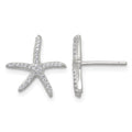 Sterling Silver Polished CZ Starfish Post Earrings