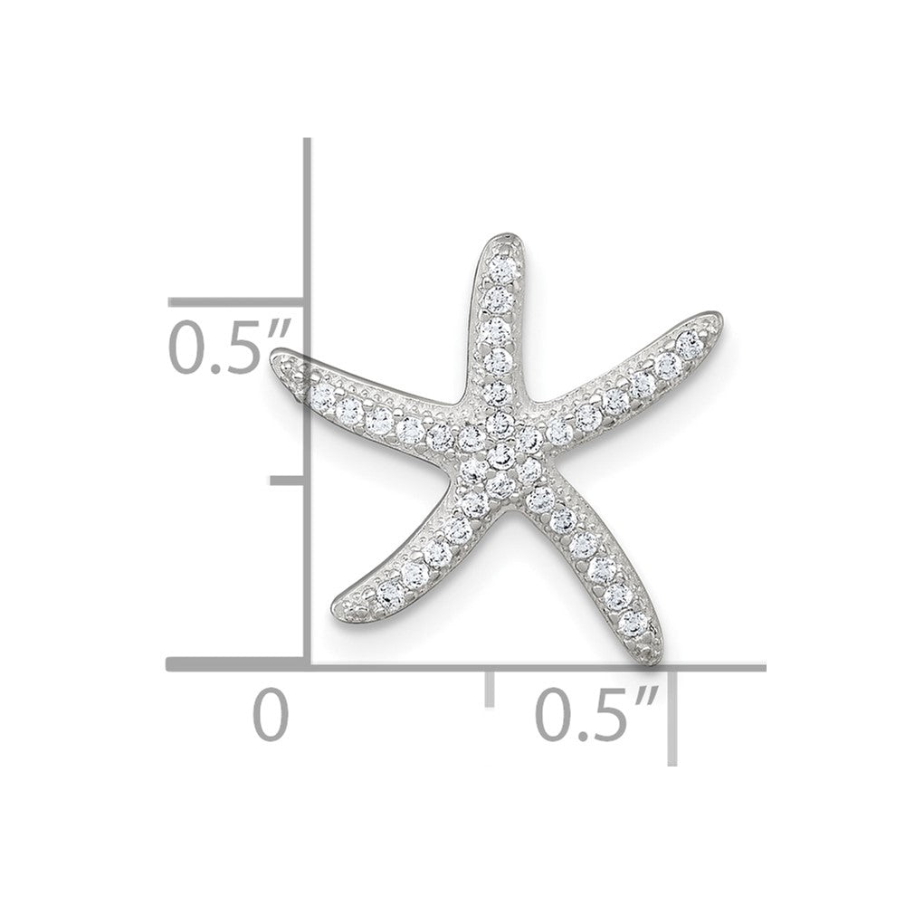 Sterling Silver Polished CZ Starfish Chain Slide Pendant