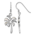 Sterling Silver Rhodium-plated Polished MOP Palm Tree Dangle Earrings