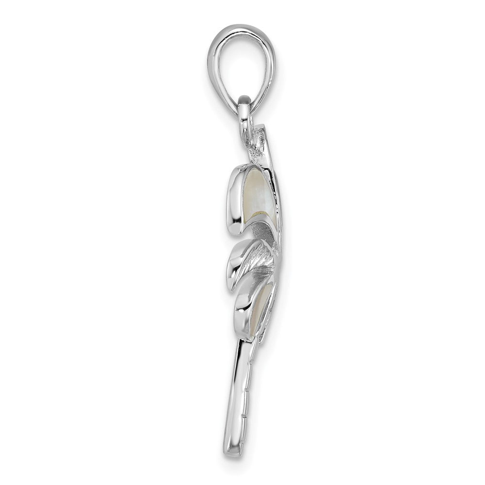 Sterling Silver Rhodium-plated Polished MOP Palm Tree Pendant
