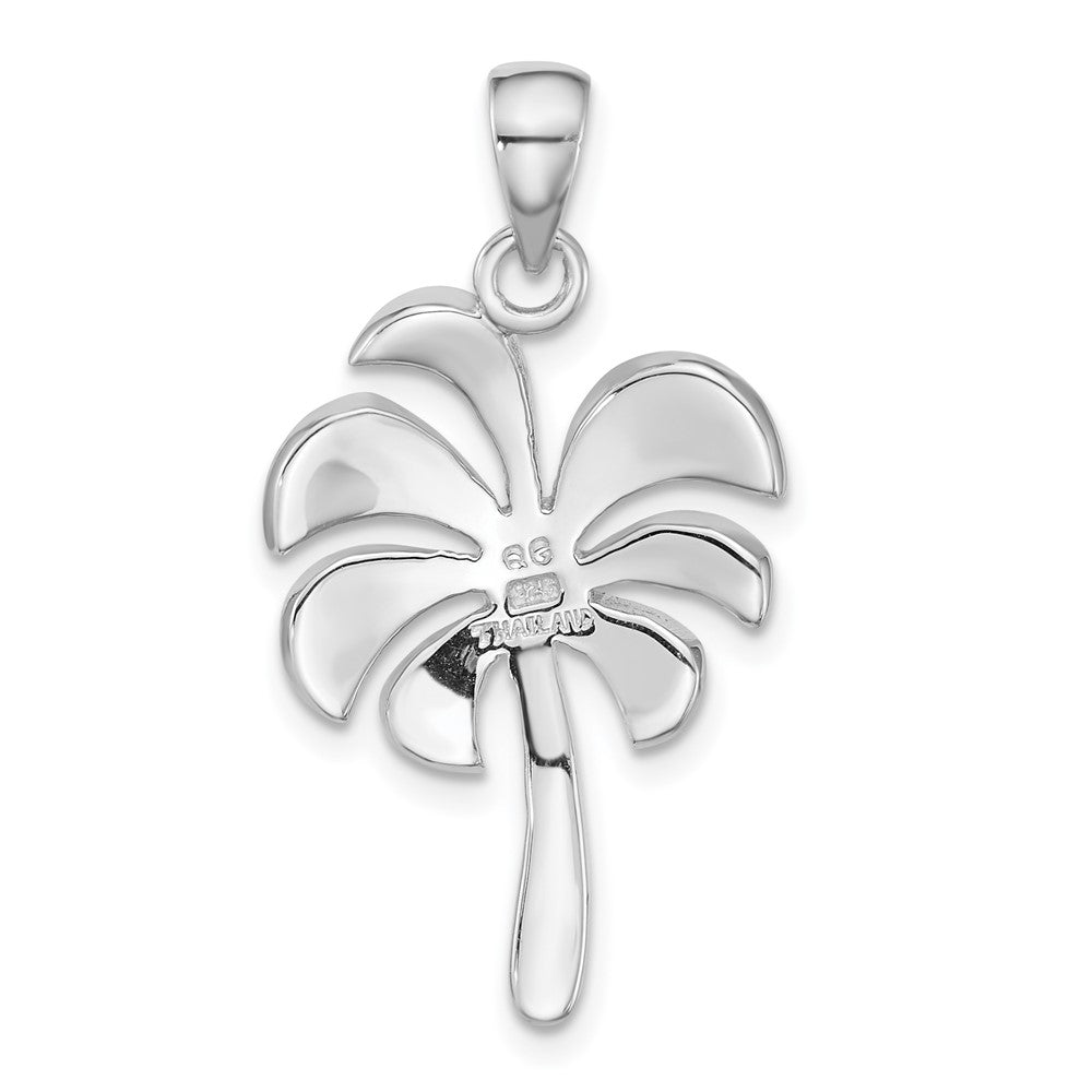 Sterling Silver Rhodium-plated Polished MOP Palm Tree Pendant