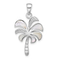Sterling Silver Rhodium-plated Polished MOP Palm Tree Pendant