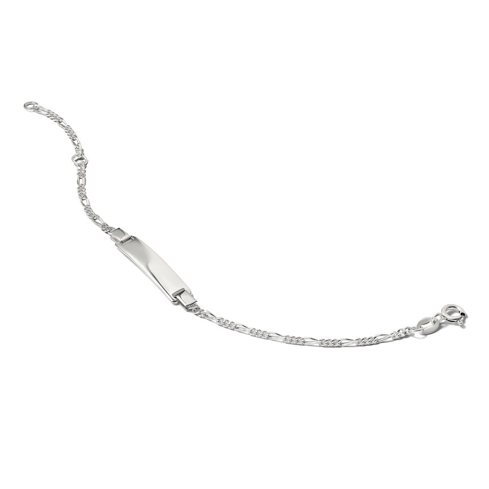 Sterling Silver Polished Figaro Link w/ Ext Children's ID Bracelet