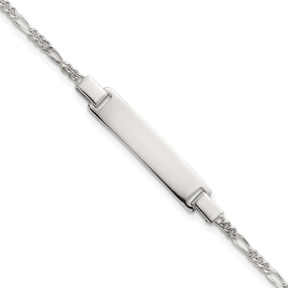 Sterling Silver Polished Figaro Link w/ Ext Children's ID Bracelet