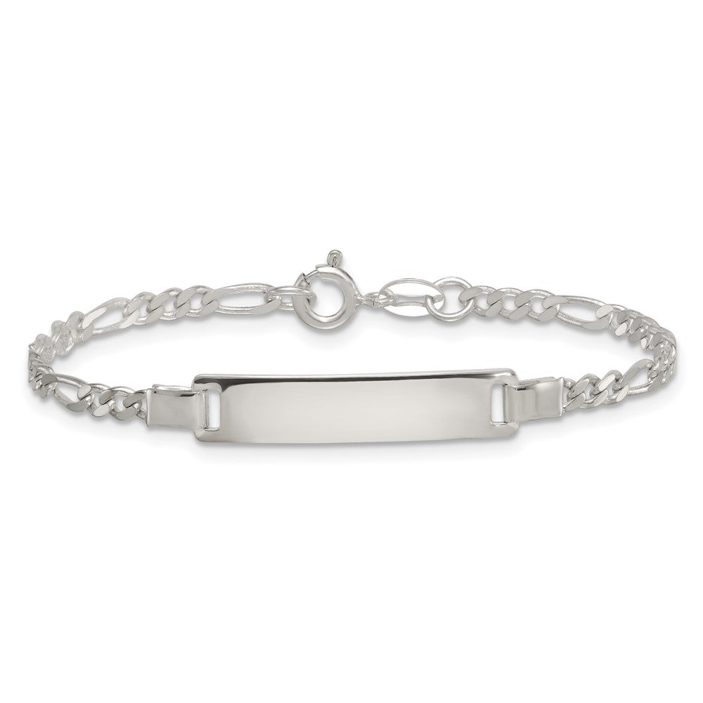 Sterling Silver Polished Figaro Link Children's ID Bracelet