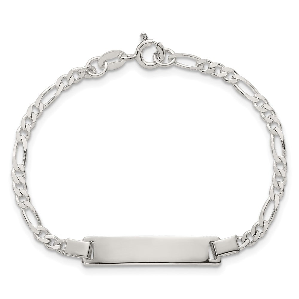 Sterling Silver Polished Figaro Link Children's ID Bracelet
