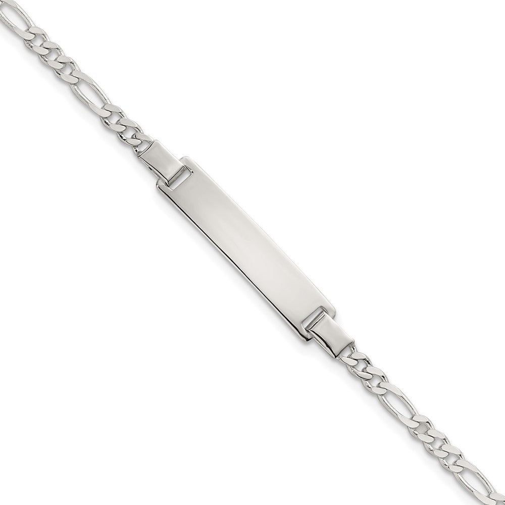 Sterling Silver Polished Figaro Link Children's ID Bracelet