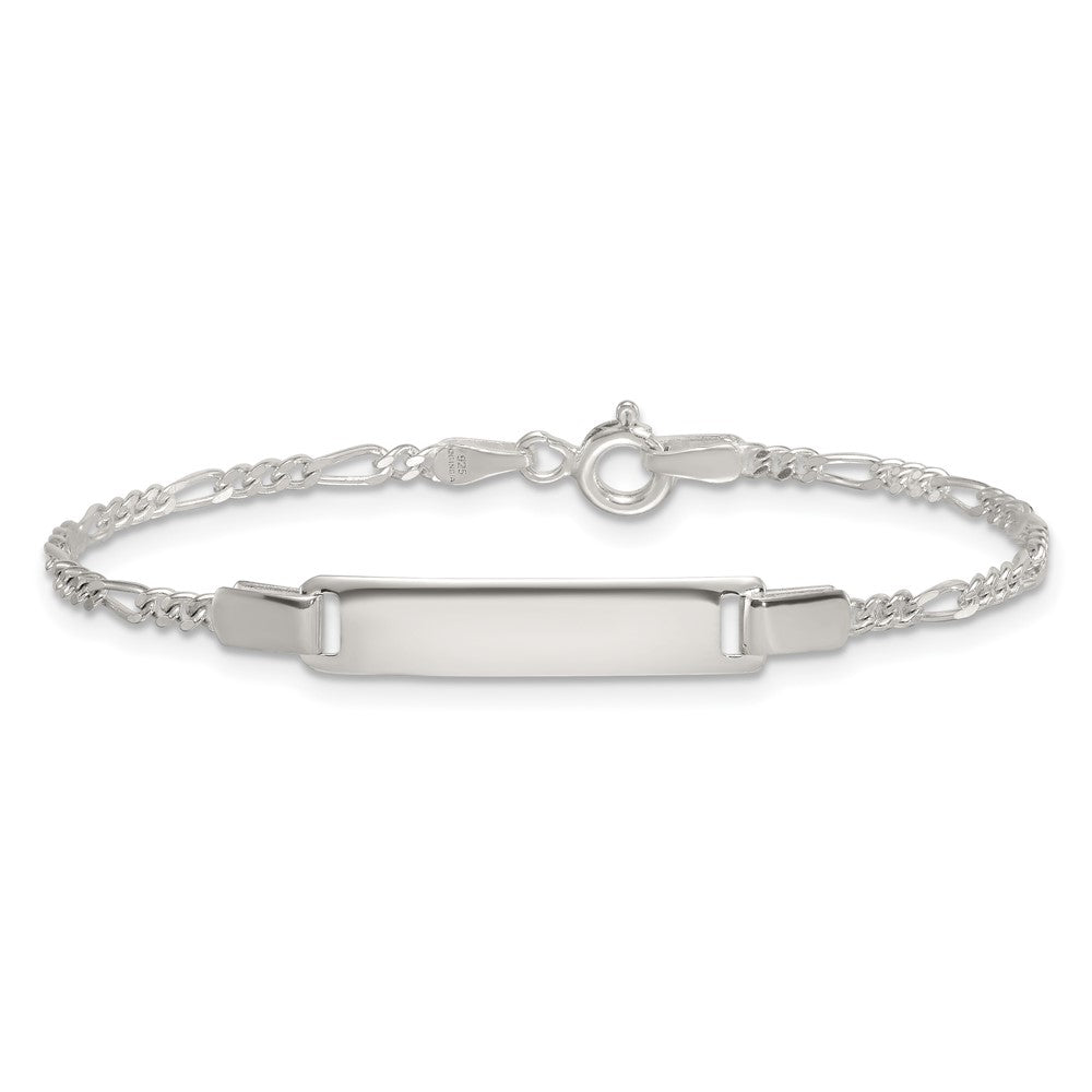 Sterling Silver Polished Figaro Link Children's ID Bracelet