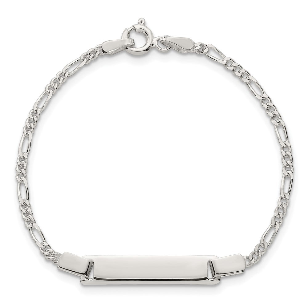 Sterling Silver Polished Figaro Link Children's ID Bracelet