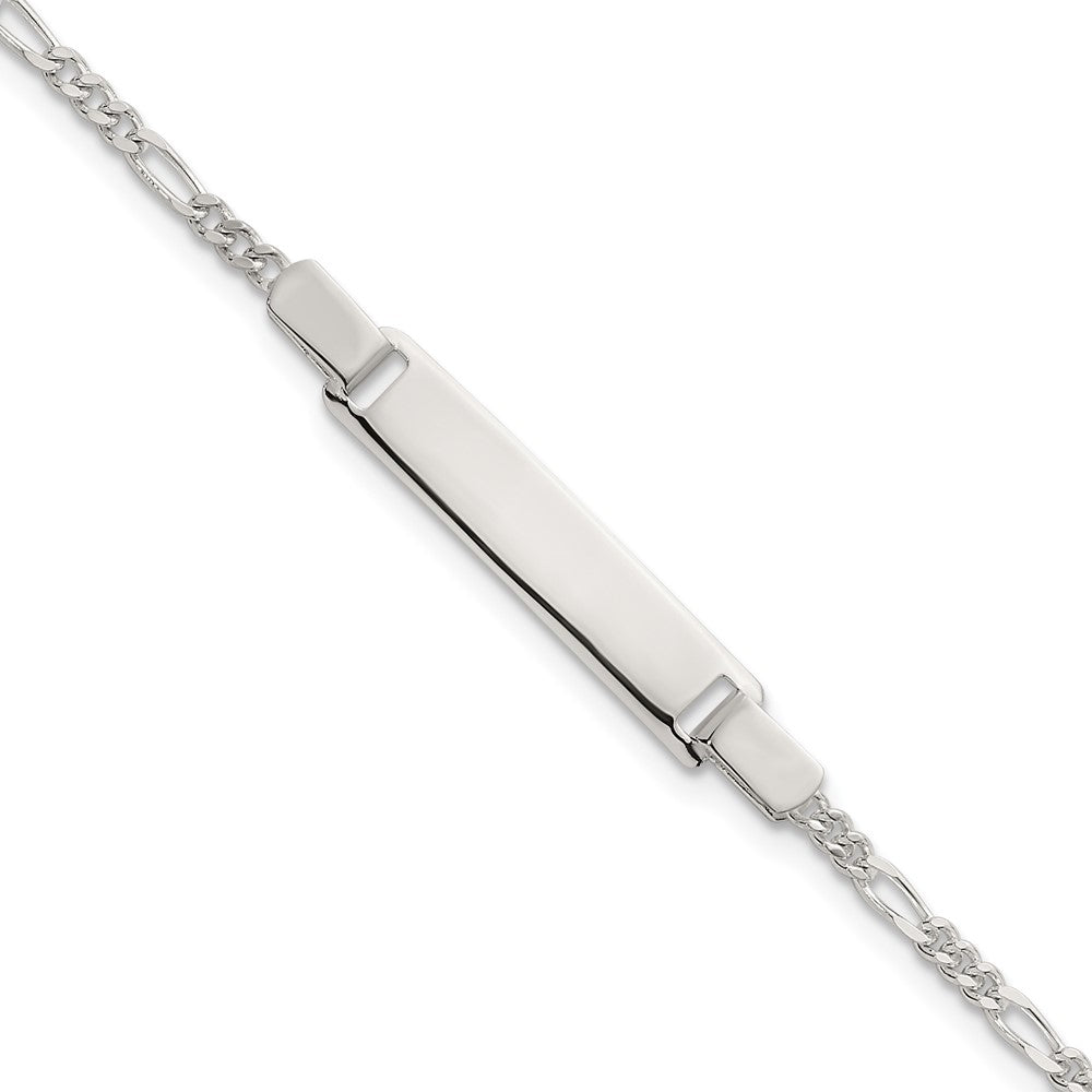 Sterling Silver Polished Figaro Link Children's ID Bracelet