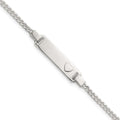 Sterling Silver Polished Heart Curb Link w/.5in Ext Children's ID Bracelet