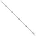 Sterling Silver Polished Enamel Butterfly 6in w/1in ext Children's Bracelet