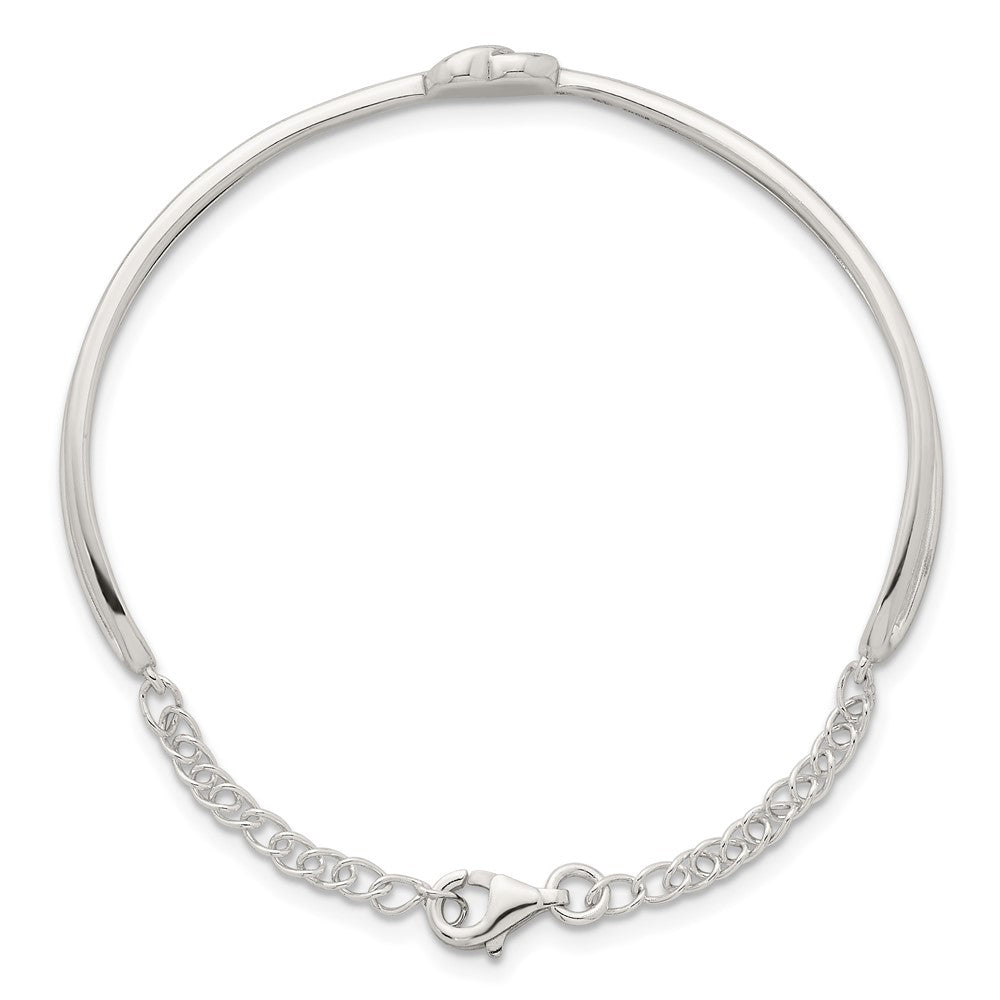 Sterling Silver Polished Heart Children's Cuff Bangle Bracelet