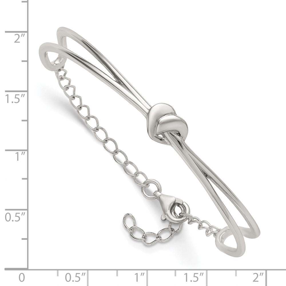 Sterling Silver Polished Heart Children's Cuff Bangle Bracelet