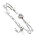 Sterling Silver Polished Heart Children's Cuff Bangle Bracelet