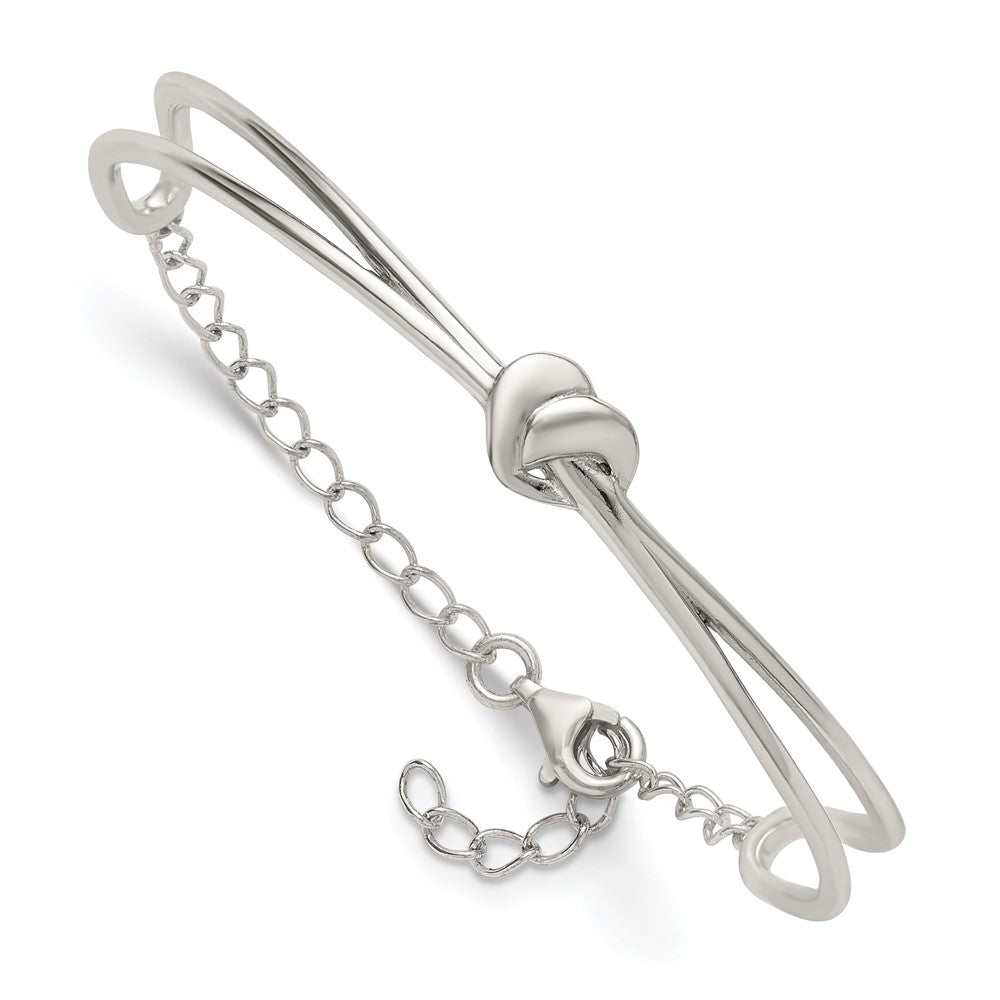 Sterling Silver Polished Heart Children's Cuff Bangle Bracelet
