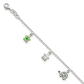Sterling Silver Polished Enameled Turtles Children's Bracelet