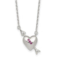 Sterling Silver Pink/White CZ Heart and Arrow 16 inch w/ 2in Ext Necklace