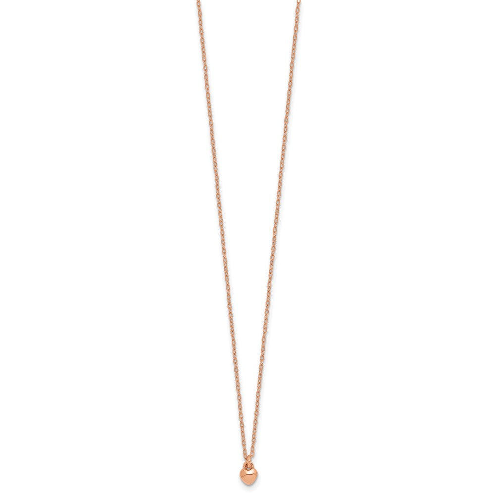 Sterling Silver Rose Gold-plated Polished Petite Heart 14 Inch Necklace