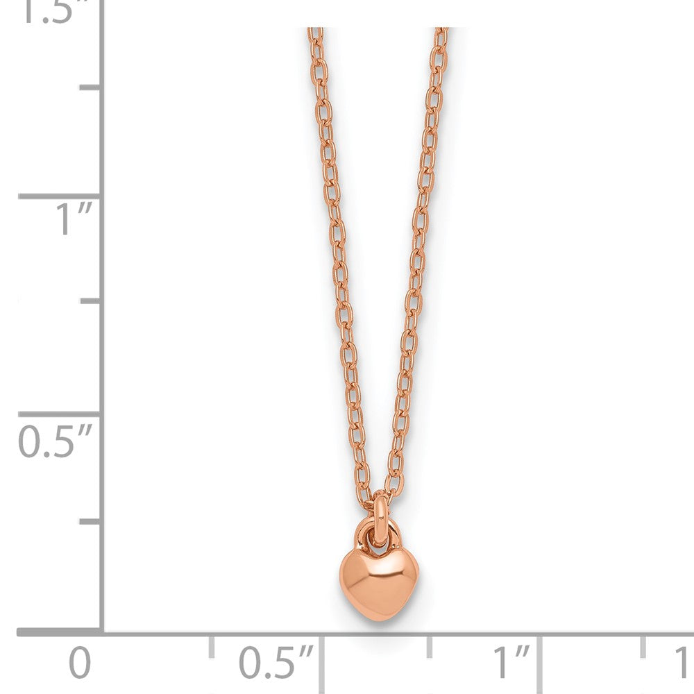 Sterling Silver Rose Gold-plated Polished Petite Heart 14 Inch Necklace
