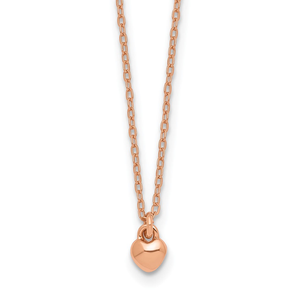 Sterling Silver Rose Gold-plated Polished Petite Heart 14 Inch Necklace