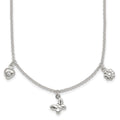 SS Polished CZ Heart Flower and Butterfly14 Inch w/1 inch Ext Necklace