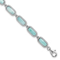 Sterling Silver RH-plated Polished Larimar 7.5in w/.25in Ext Bracelet