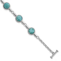 Sterling Silver RH-plated Polished Fancy Larimar 8in Toggle Bracelet