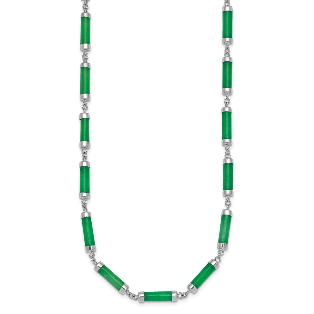 Sterling Silver Rhodium-plated Polished Jade Bars Bracelet