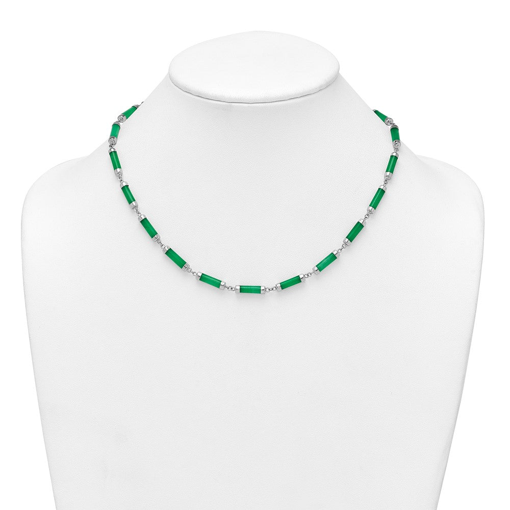 Sterling Silver Rhodium-plated Polished Jade Bars Bracelet