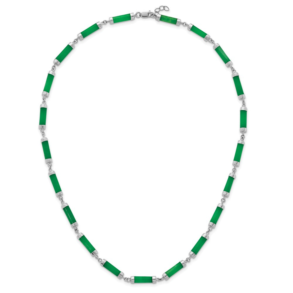 Sterling Silver Rhodium-plated Polished Jade Bars Bracelet