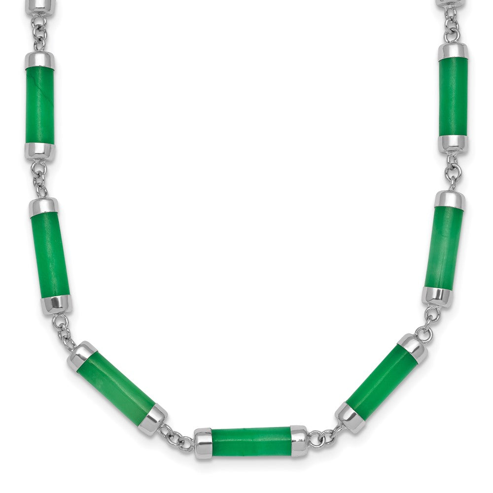 Sterling Silver Rhodium-plated Polished Jade Bars Bracelet