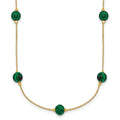 Sterling Silver Gold-Tone Polished Created Malachite 16in w/2in Ext Necklac
