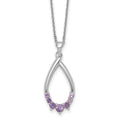 Sterling Silver RH-plated Amethyst Teardrop 16in w/2in Ext Necklace