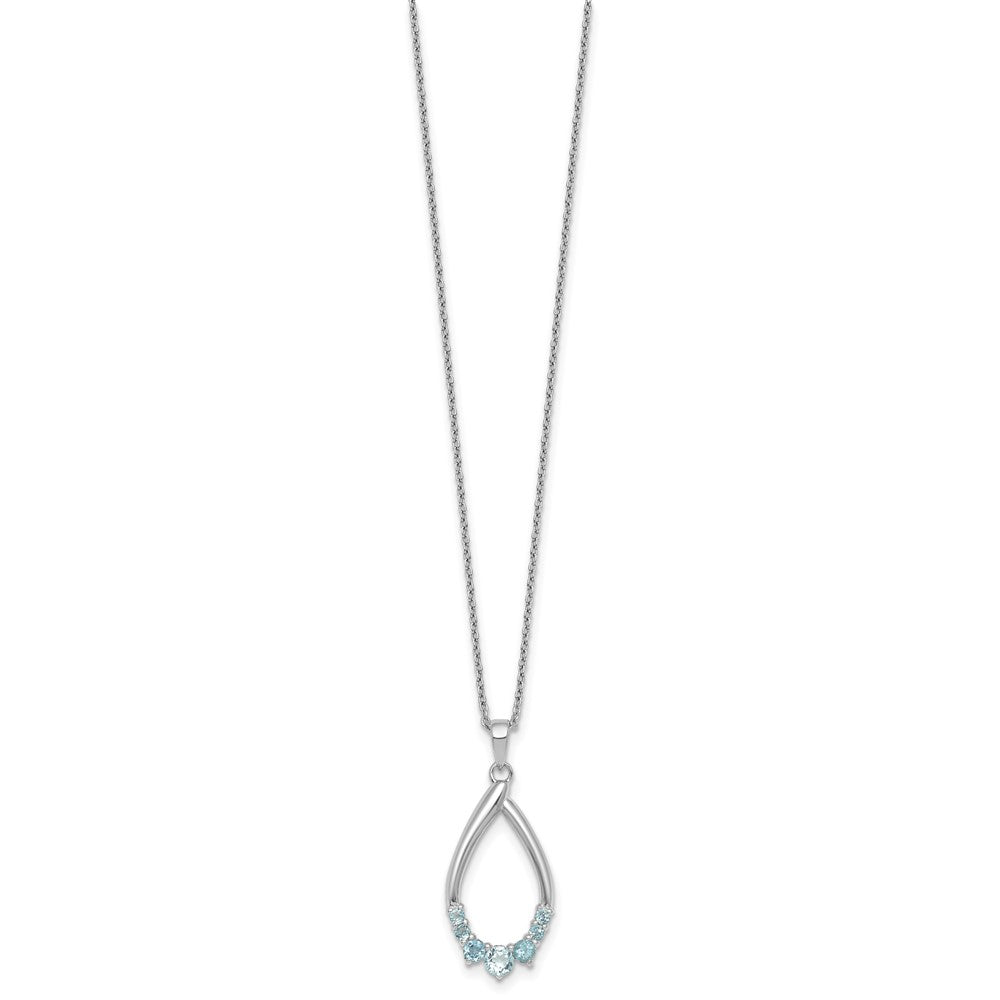 Sterling Silver RH-plated Blue Topaz Teardrop 16in w/2in Ext Necklace